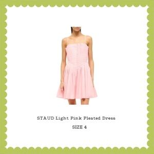 STAUD Light Pink Bella Pleated Mini Dress